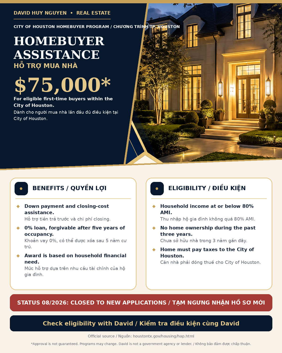 City of Houston Homebuyer Assistance Program in English and Vietnamese